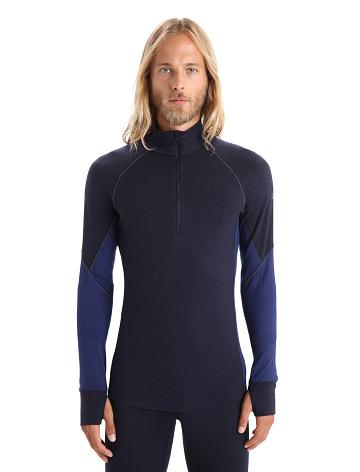 Men's Icebreaker BodyfitZone™ Merino 260 Zone Long Sleeve Half Zip Thermal Top Base Layers Midnight Navy / Royal Navy | CA 1599EBCX